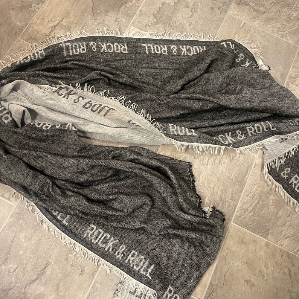 Dark Gray 'Rock & Roll' Fringe Scarf